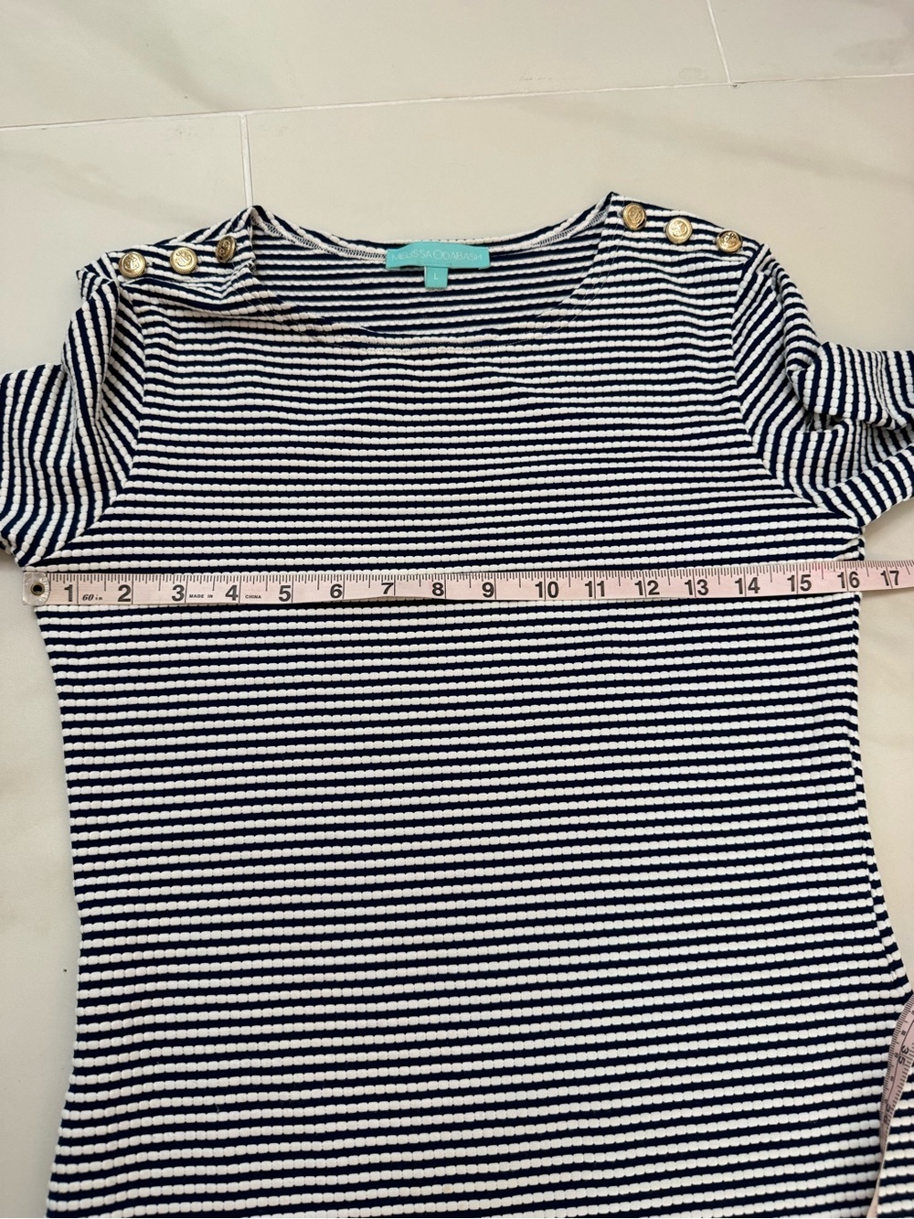 Melissa Odabash Agata Navy Stripe Long Sleeve Mini Dress L - Picture 10 of 15